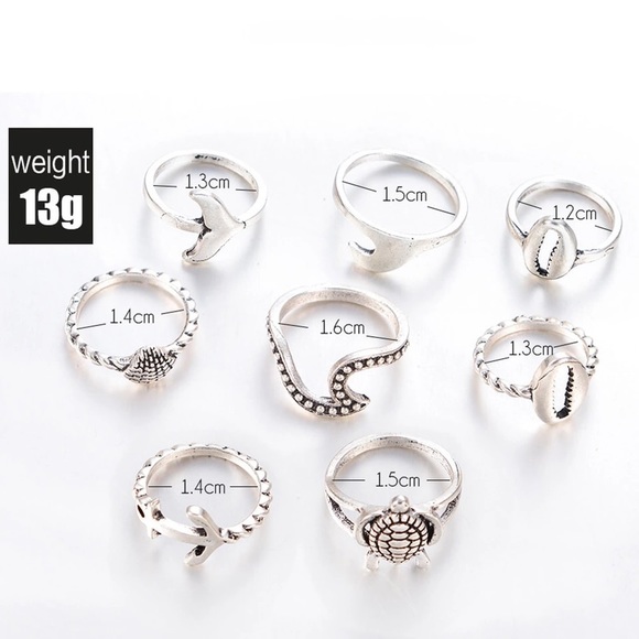 🌊New Set Of 8Pcs Silver Coated Stackable Rings🌊 - Picture 7 of 7